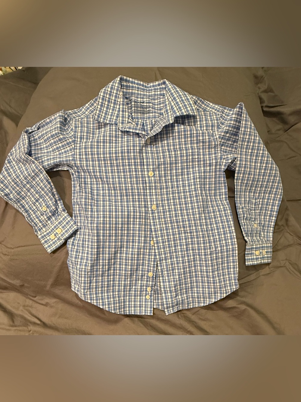 Cat & Jack Boys 6/7 Button Down Long Sleeve Dress Shirt Blue & White